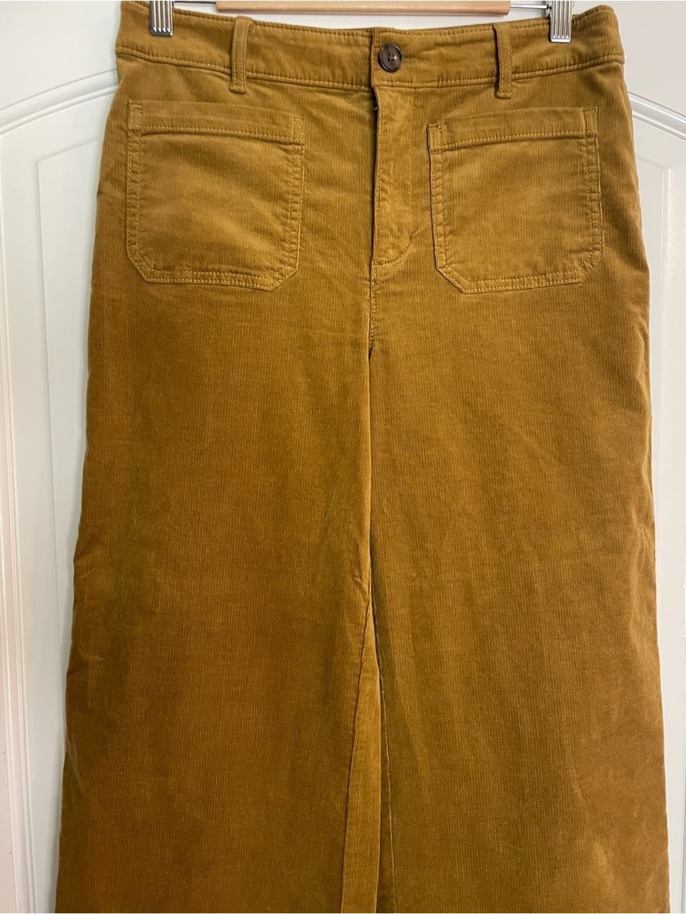 Ann Taylor LOFT THE PALMER Mustard Yellow Brown Wide Leg Corduroy Boho Pants 6 - Picture 2 of 14